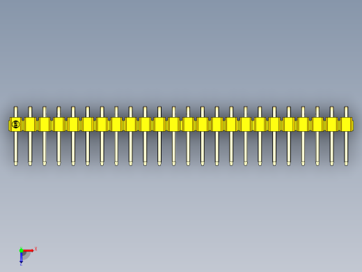 彩色公排针 100mil 2.54mm 系列-DS1022_yellow_1x24p_100mil_TypeD_rev1.0俯视缩略图