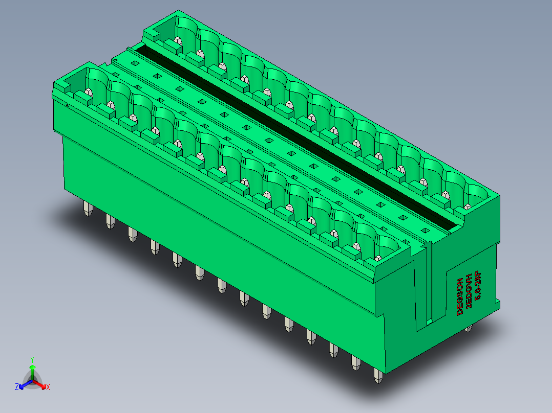 DEGSON 2EDG 系列 5.0mm 可插拔接线端子组-2EDGVH-5.0-28P-14-00AH主视图