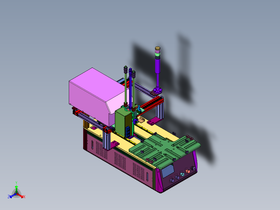 吸贴式打印实时贴标机正等轴测图