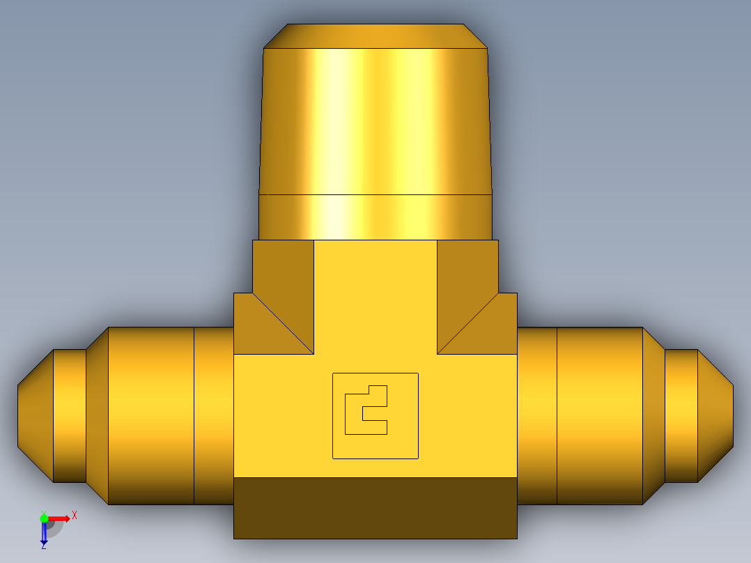 扩口式工业通用硬管接头Male Branch Tee 145F-2-2俯视图