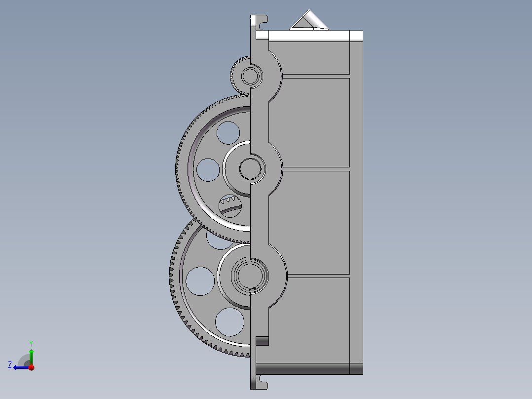 二级斜齿减速器三维(2)右视图