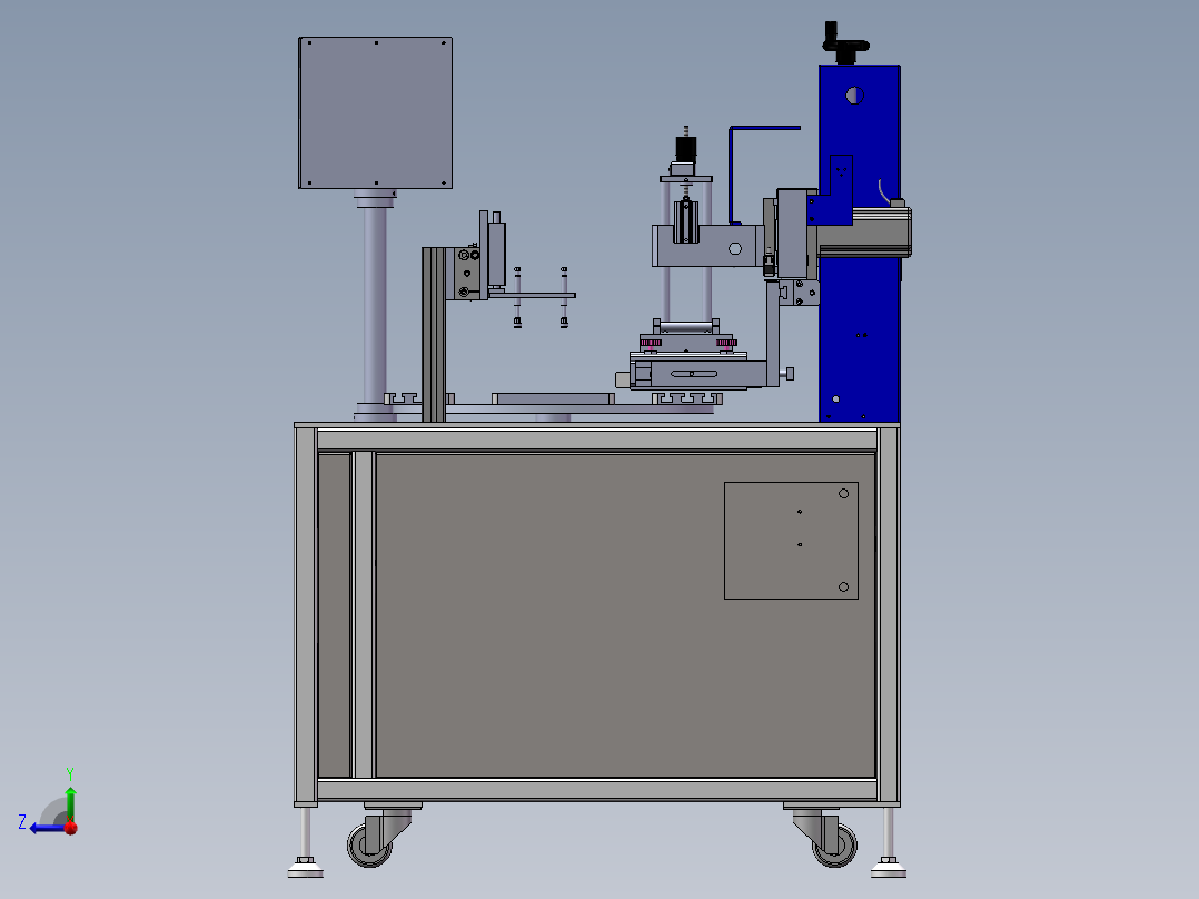 四工位转盘丝印机sw20可编辑右视图