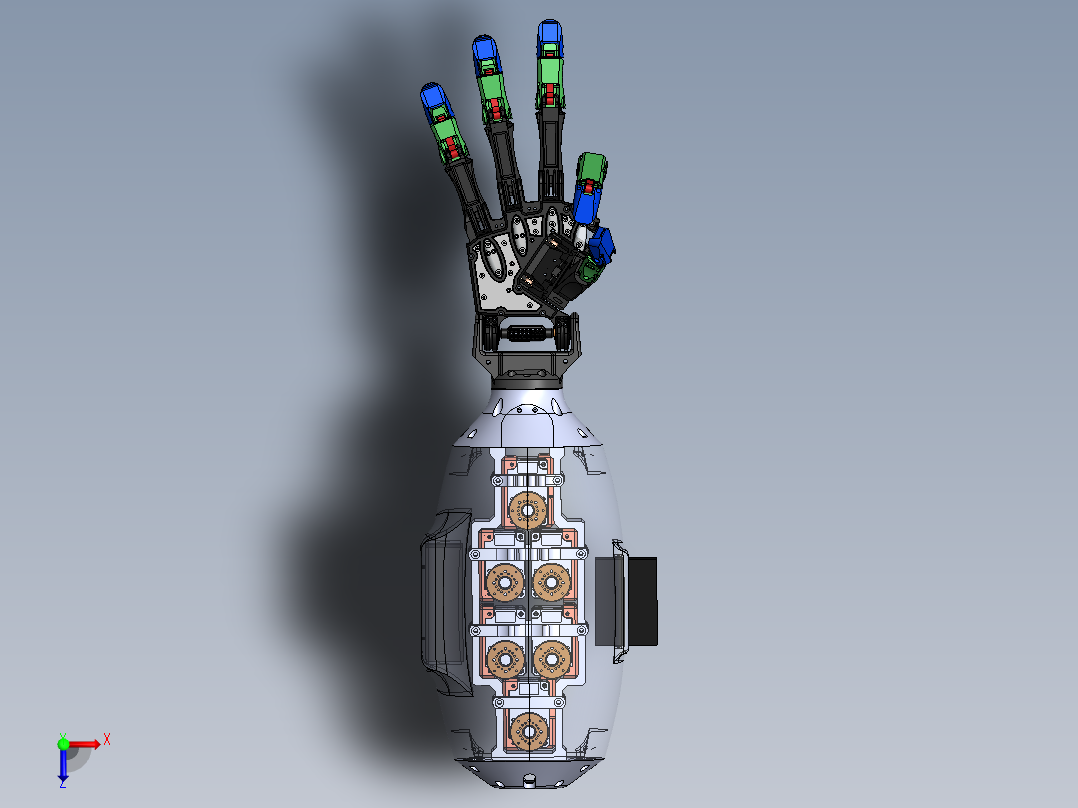 12自由度绳驱仿生手臂俯视图