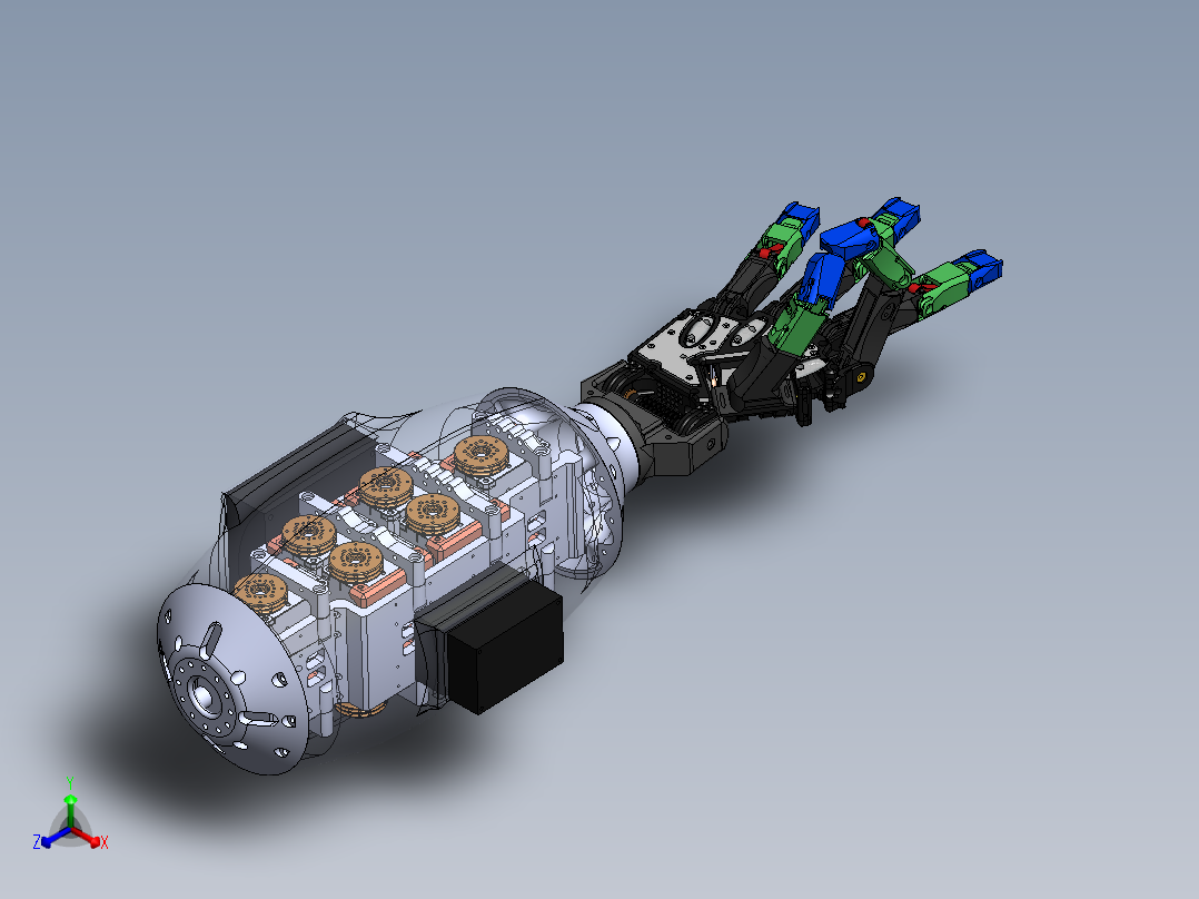 12自由度绳驱仿生手臂正等轴测图