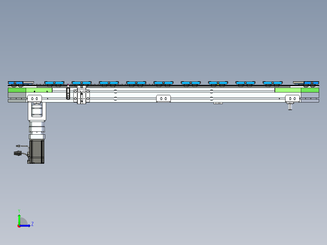 环形导轨循环输送线 椭圆形22工位2定位工位链条环形导轨自动化生产线左视图