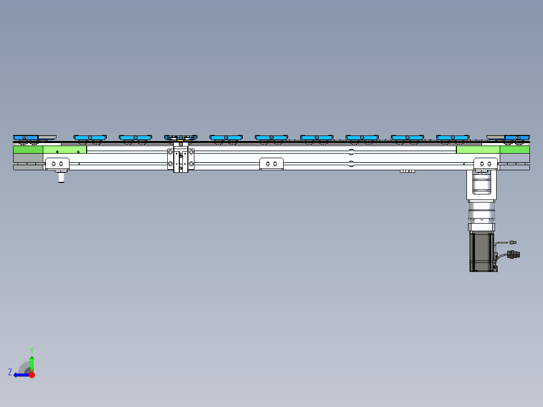 环形导轨循环输送线 椭圆形22工位2定位工位链条环形导轨自动化生产线右视图