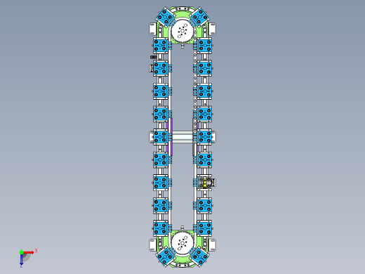 环形导轨循环输送线 椭圆形22工位2定位工位链条环形导轨自动化生产线俯视缩略图