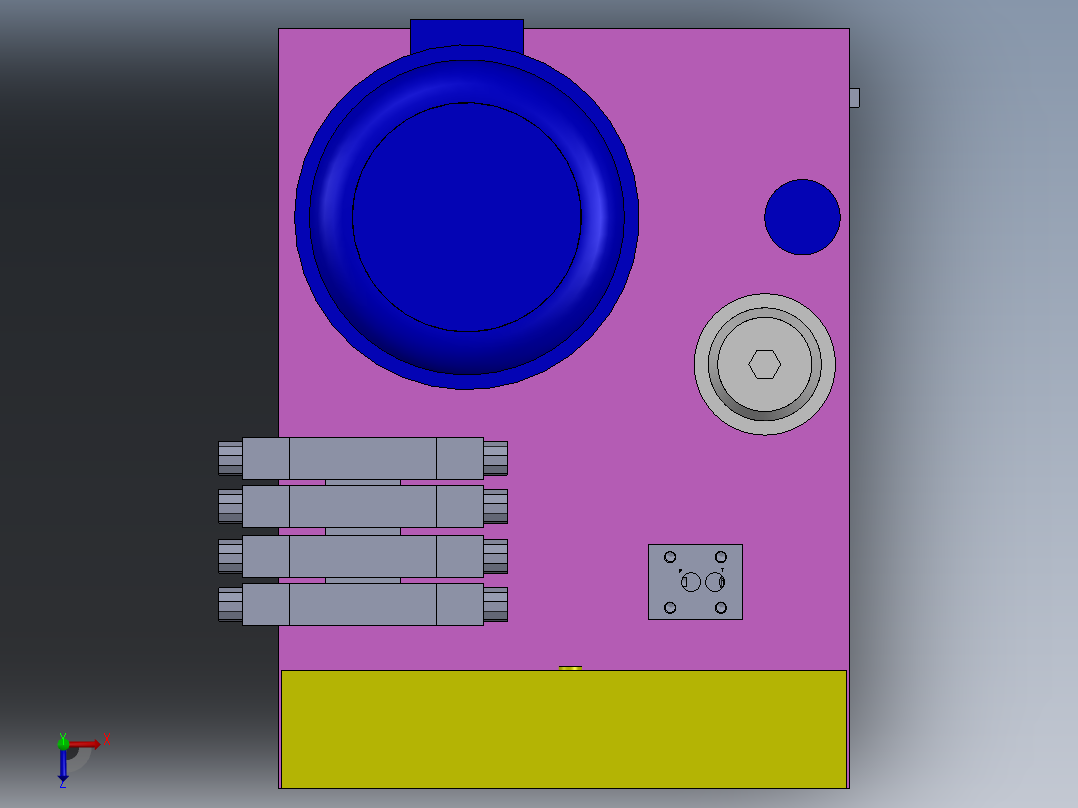 带油箱的液压单元俯视图