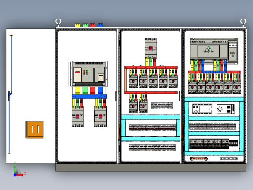 三柜组装万能断路器630A双电源软启动plc控制柜前视缩略图