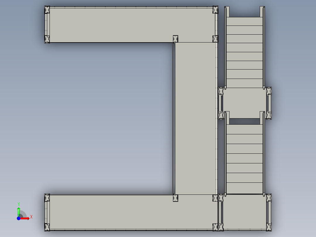 具有辅助工作台的电梯安装架前视图