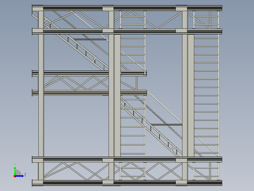 具有辅助工作台的电梯安装架左视图