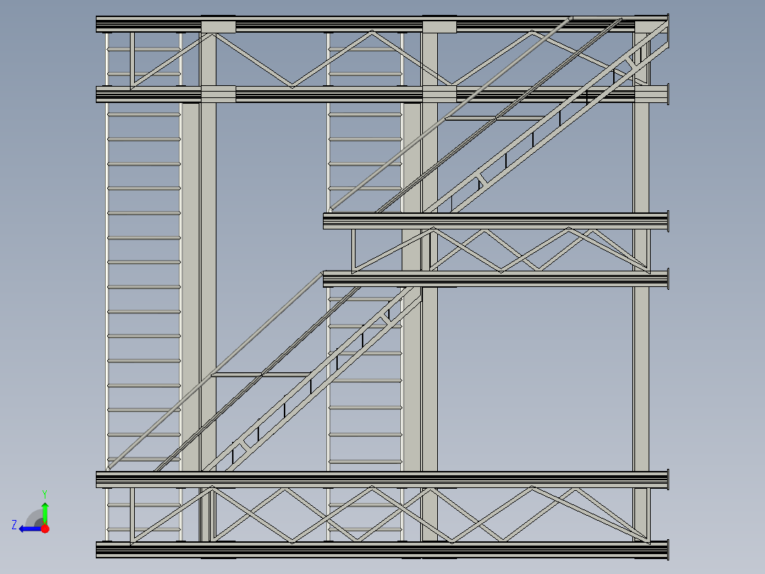 具有辅助工作台的电梯安装架右视图