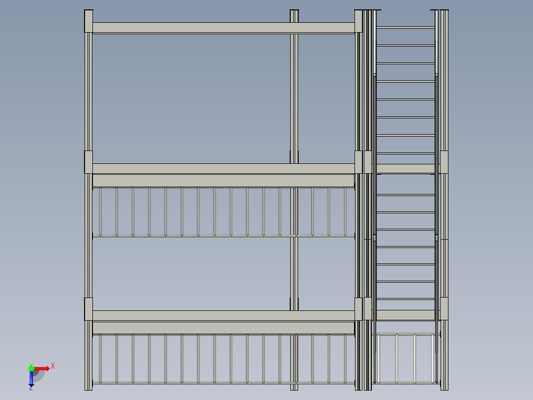 具有辅助工作台的电梯安装架俯视图