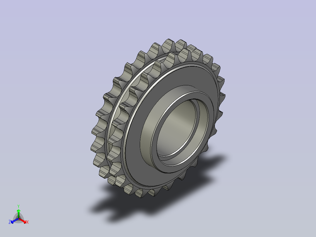 CQ托料从动双排链轮-AA200T正等轴测图