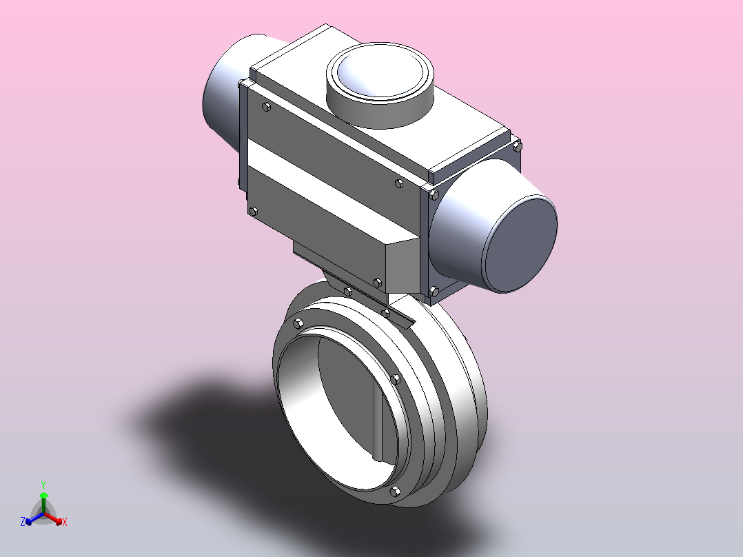 DDQX-13对夹式气动蝶阀(卧式)[DDQX-13]DN150主视图