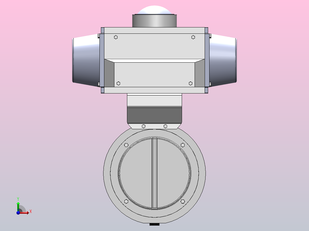 DDQX-13对夹式气动蝶阀(卧式)[DDQX-13]DN150前视图