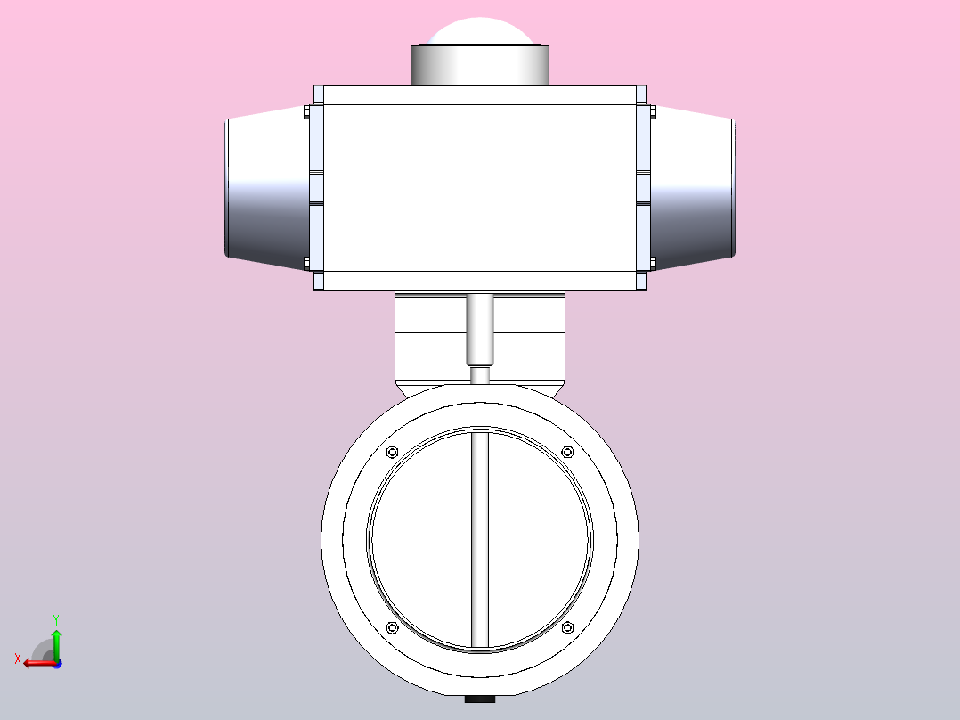 DDQX-13对夹式气动蝶阀(卧式)[DDQX-13]DN150后视图