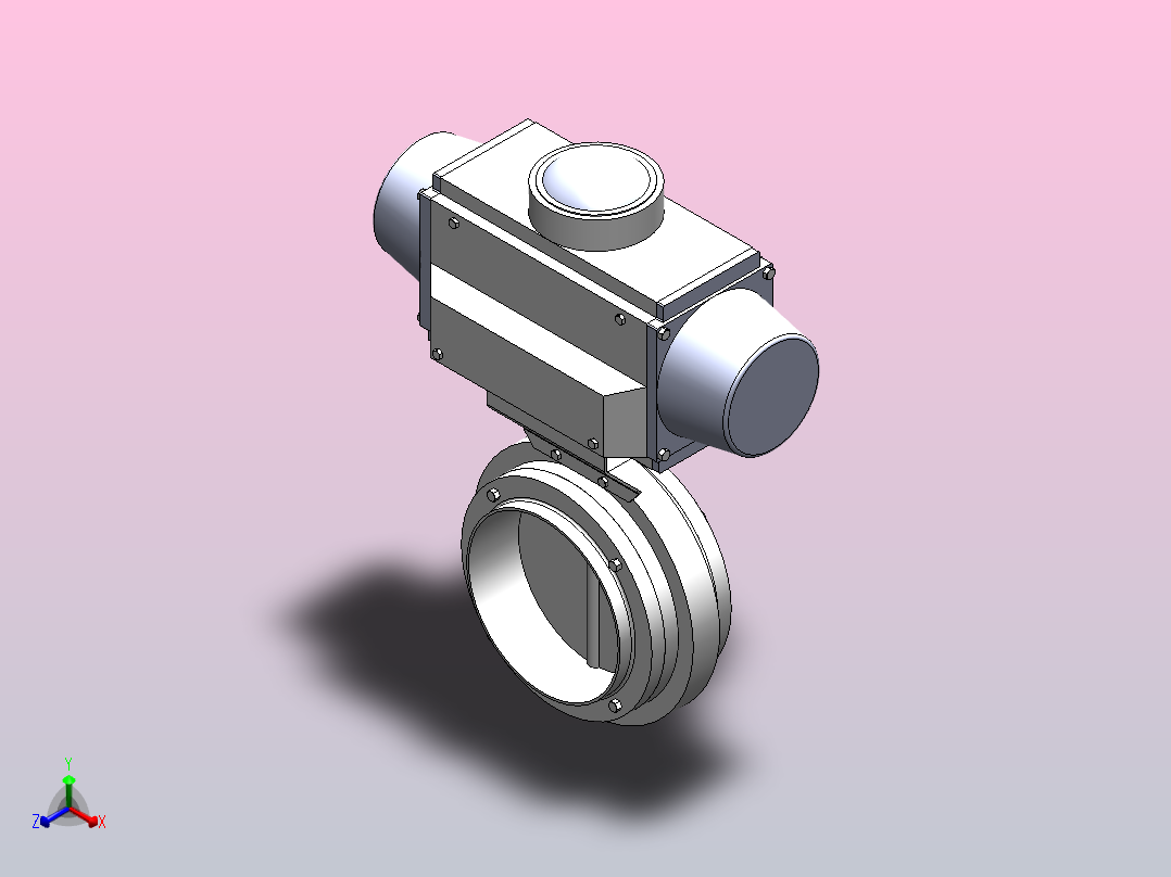 DDQX-13对夹式气动蝶阀(卧式)[DDQX-13]DN150正等轴测图