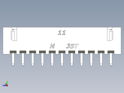 连接器白色JST XH 11针2.54 mm右视缩略图