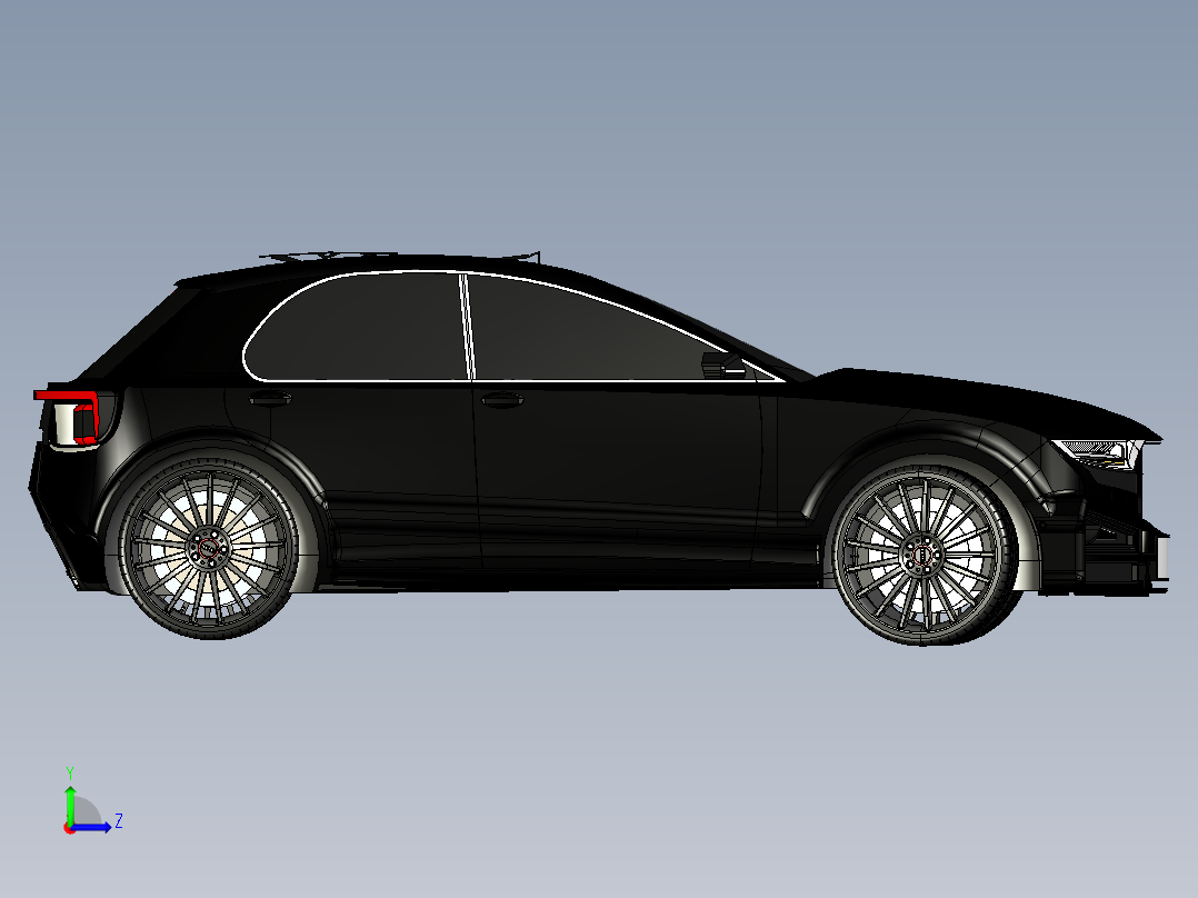 紧凑型小轿车左视图