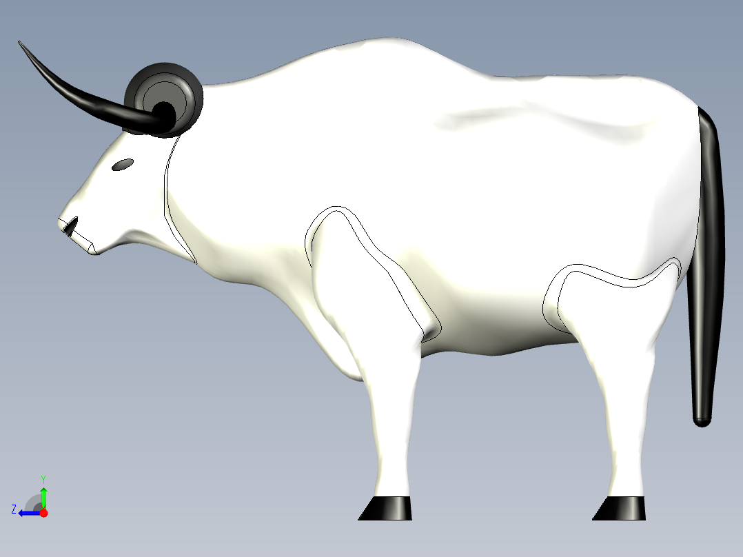 牛牛模型右视图