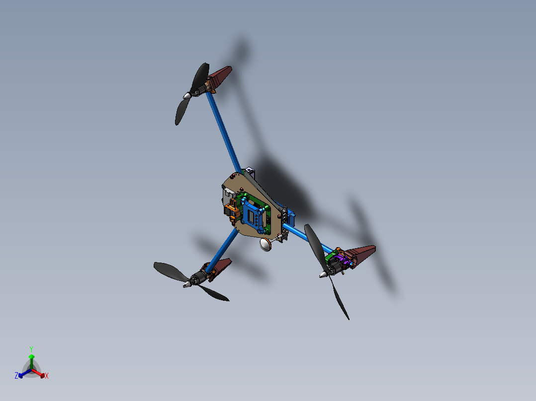 B02-660mm三轴旋翼无人机模型正等轴测图