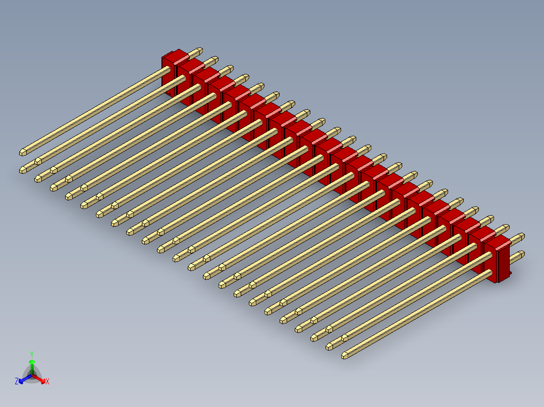 彩色公头100mil（2.54mm）系列-DS1021_red_2x22p_100mil_Type43_rev1.0主视图