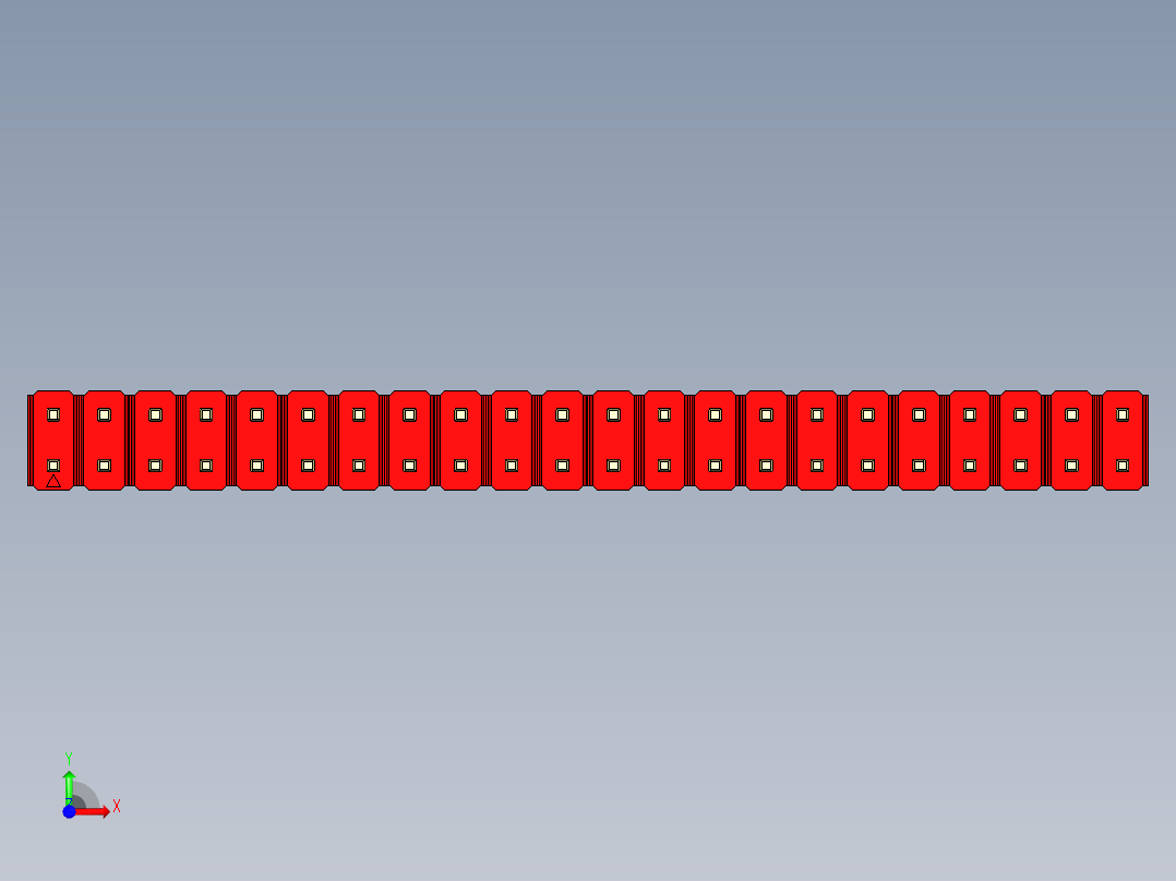 彩色公头100mil（2.54mm）系列-DS1021_red_2x22p_100mil_Type43_rev1.0前视图