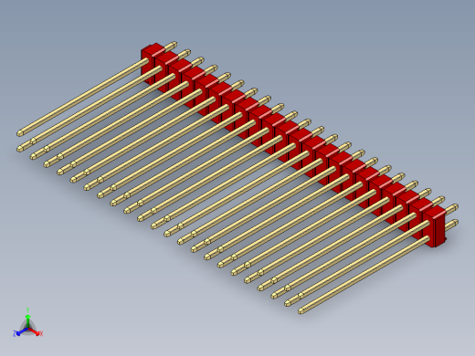 彩色公头100mil（2.54mm）系列-DS1021_red_2x22p_100mil_Type43_rev1.0正等轴测缩略图