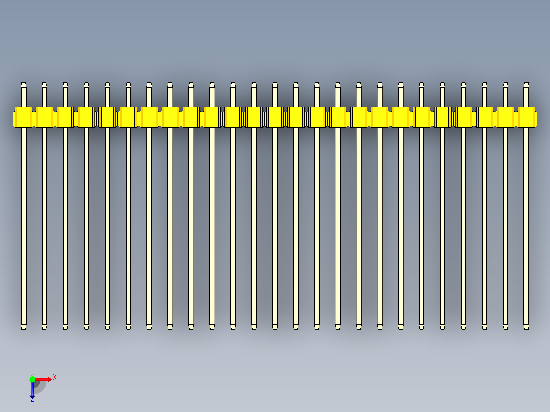 彩色公头100mil（2.54mm）系列-DS1021_yellow_3x25p_100mil_Type43_rev1.0俯视图