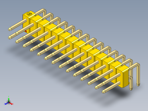 彩色公排针 100mil 2.54mm 系列-DS1022_yellow_2x14p_100mil_TypeD_rev1.0