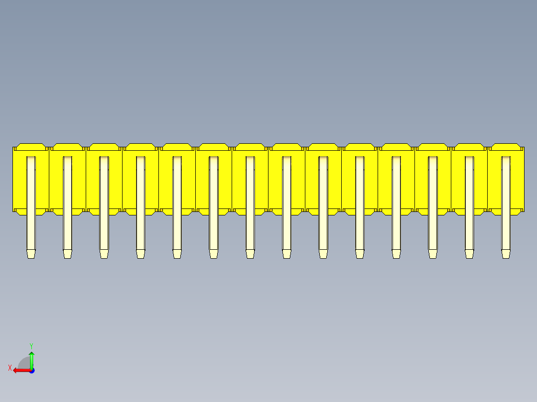 彩色公排针 100mil 2.54mm 系列-DS1022_yellow_2x14p_100mil_TypeD_rev1.0后视图