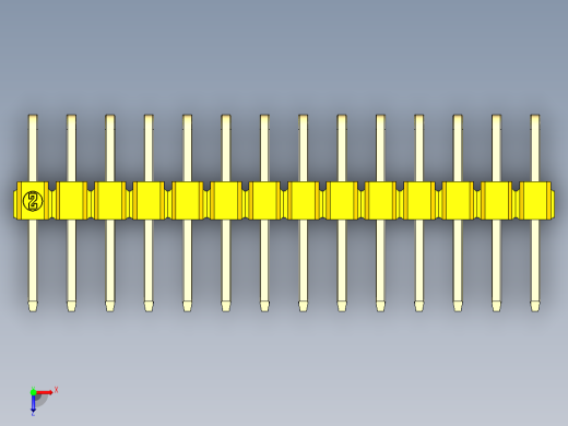 彩色公排针 100mil 2.54mm 系列-DS1022_yellow_2x14p_100mil_TypeD_rev1.0俯视缩略图