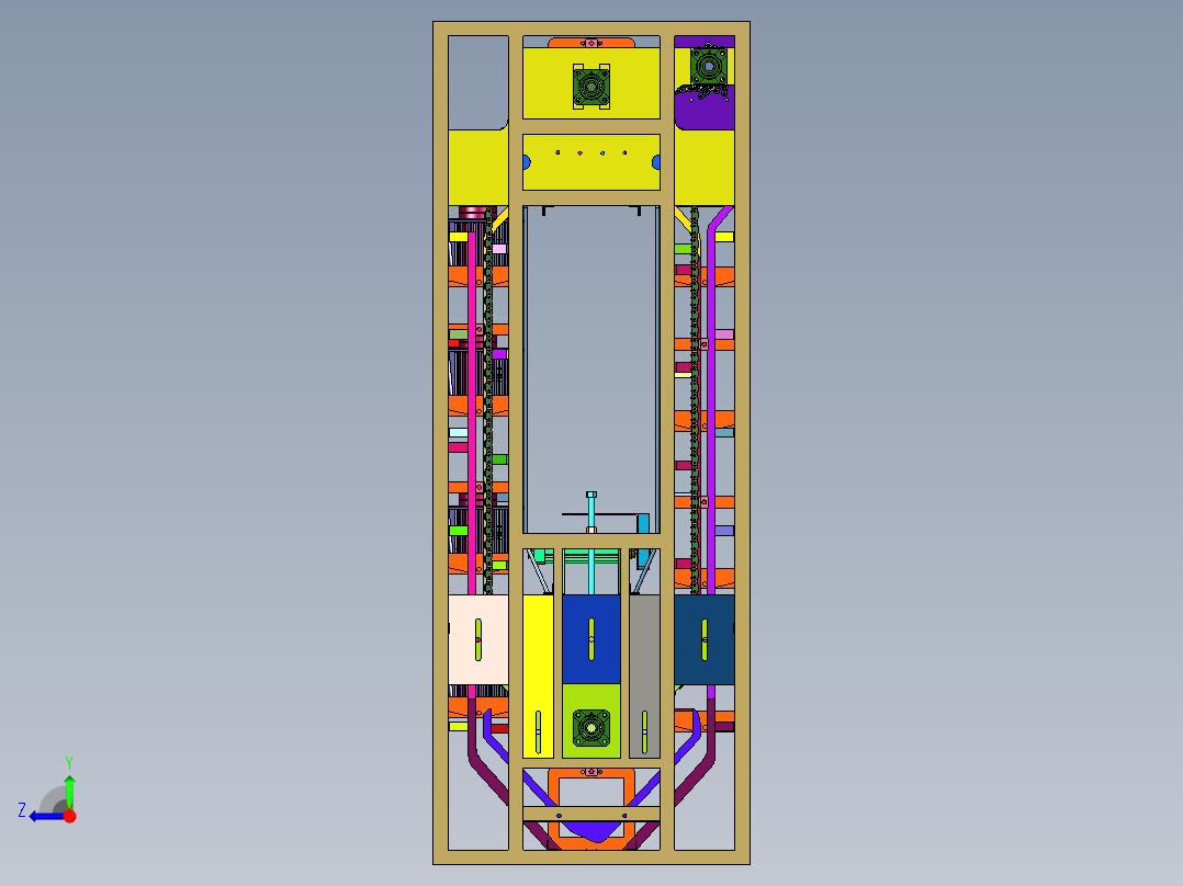 连续链条式送料提升料架右视图