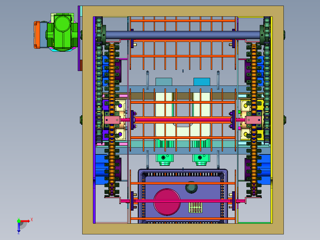 连续链条式送料提升料架俯视图