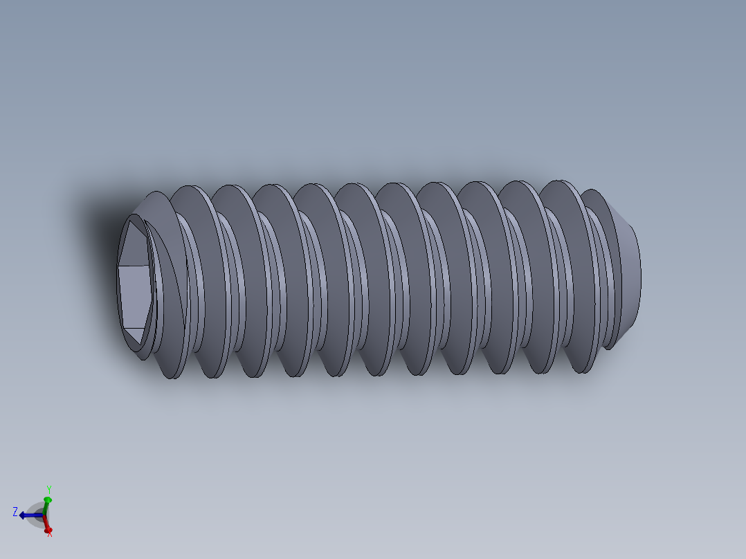 UNC 平头紧定螺钉-UNC SET SCREW 10-24 x0.500.SLDPRT主视图