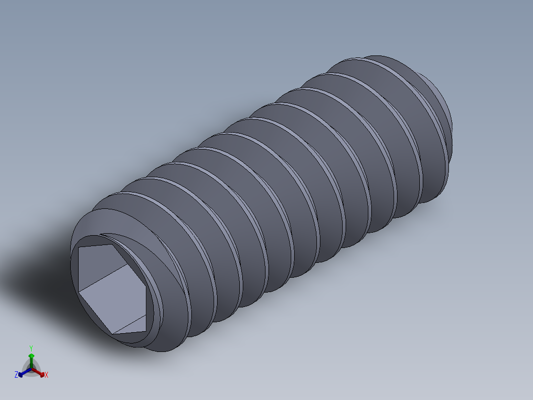 UNC 平头紧定螺钉-UNC SET SCREW 10-24 x0.500.SLDPRT正等轴测图