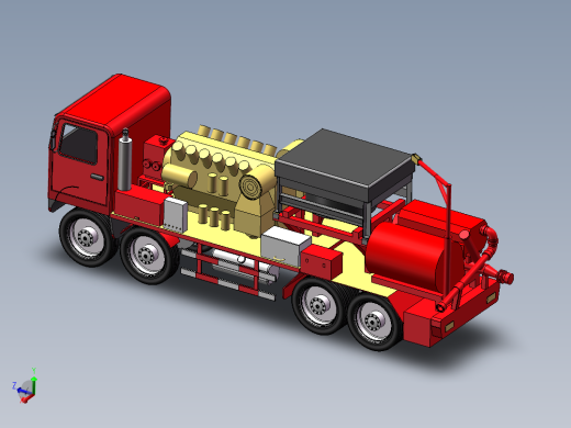 压裂车架三维SW模型