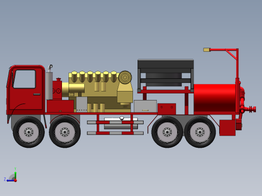 压裂车架三维SW模型前视缩略图