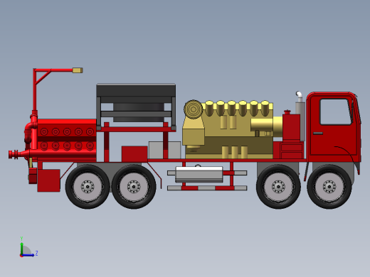 压裂车架三维SW模型后视缩略图