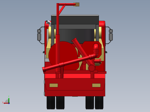 压裂车架三维SW模型右视缩略图