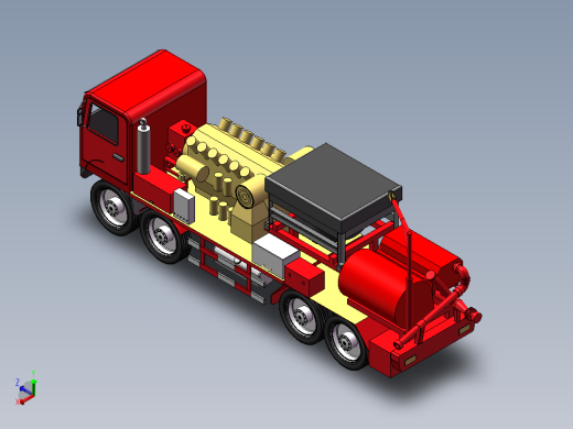 压裂车架三维SW模型正等轴测缩略图