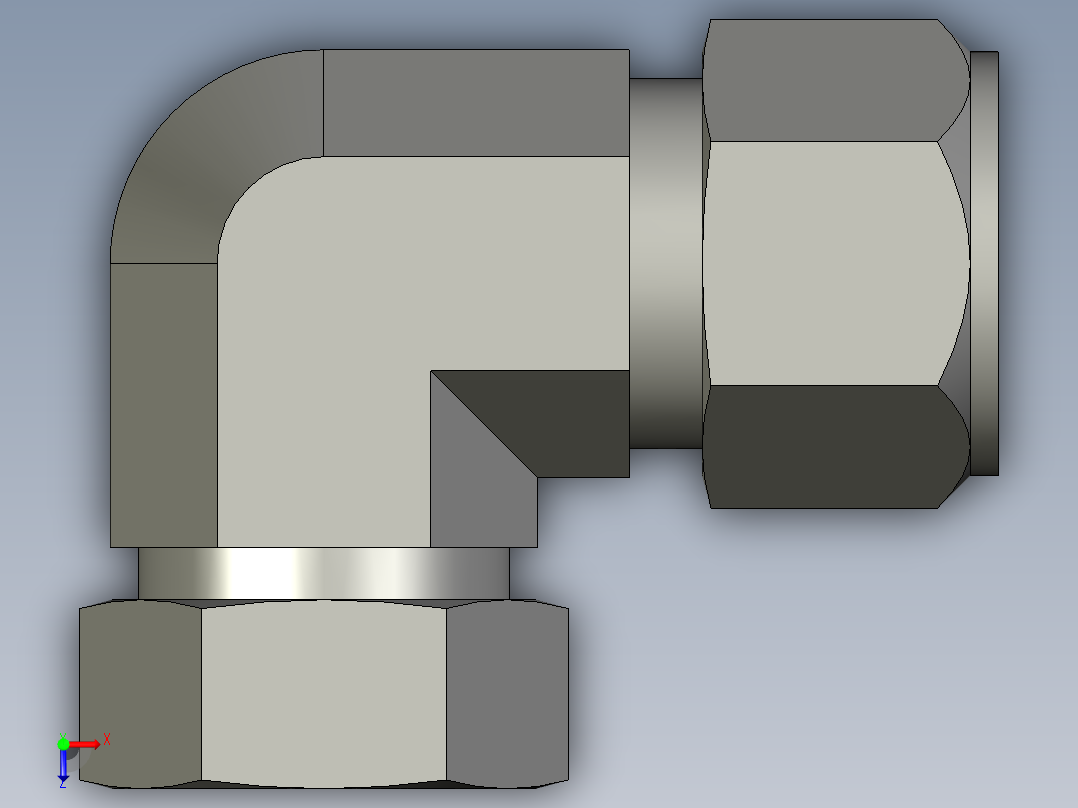 卡套式工业通用硬管接头16_c6bu-s俯视图