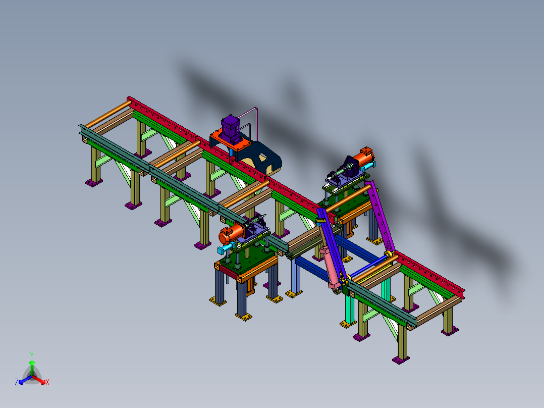 机械大扭矩双侧紧固产线正等轴测图