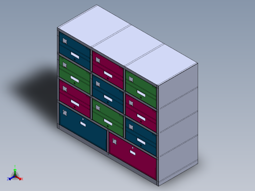上9门下2抽储物柜正等轴测缩略图