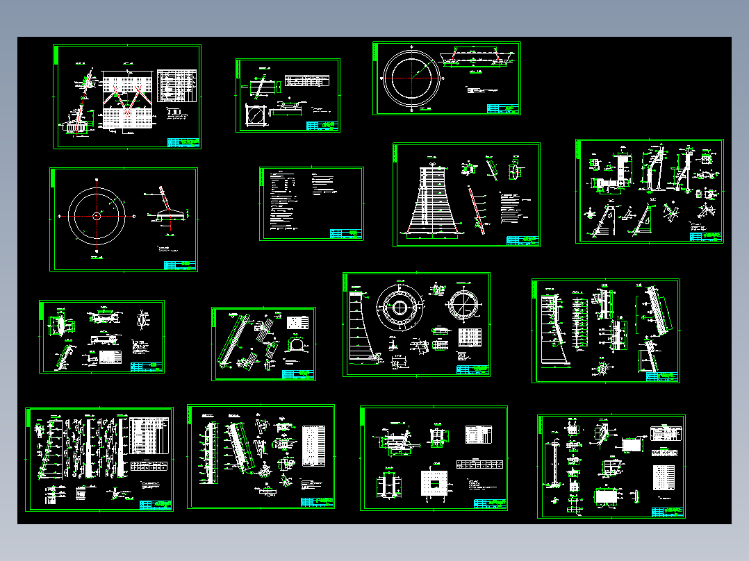 双曲线冷却塔图纸(混凝土结构）