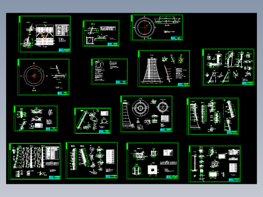 双曲线冷却塔图纸(混凝土结构）