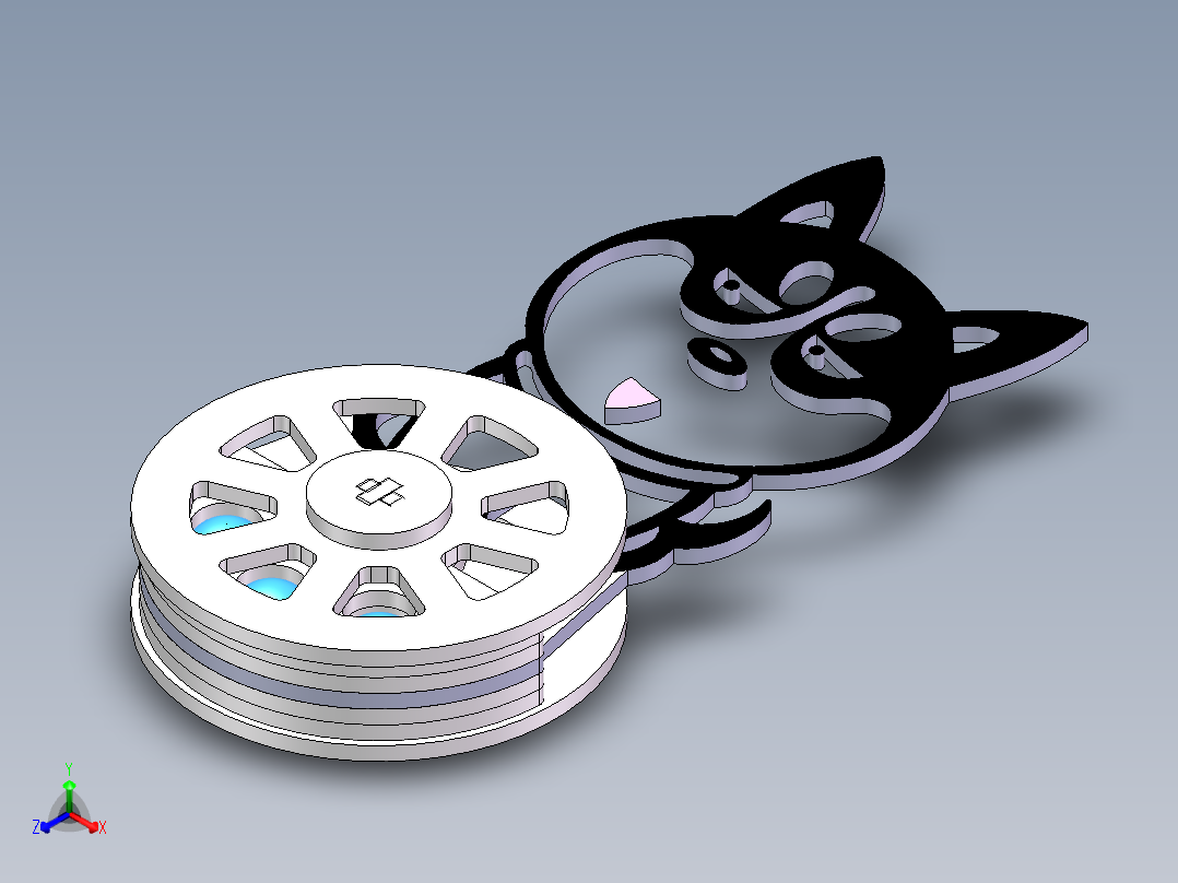 不倒翁木制拼装模型正等轴测图