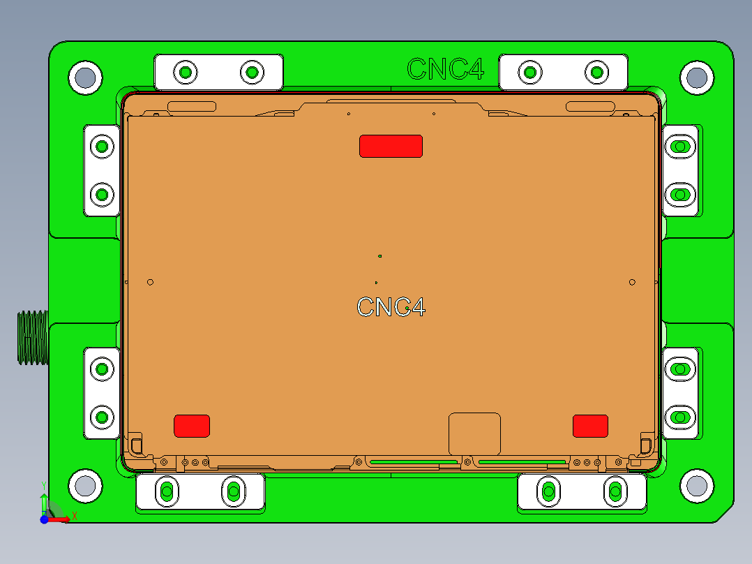 冲压件外壳铣避位治具模型前视图