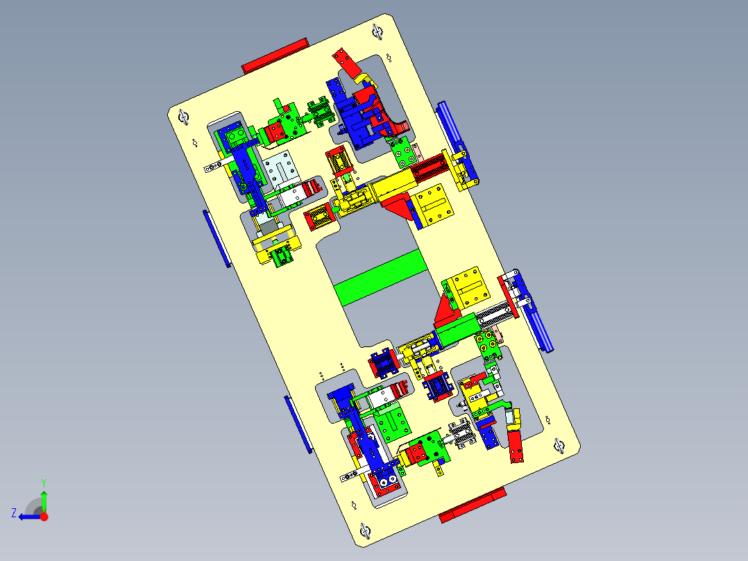 扭力梁小件分序焊接夹具设计右视图